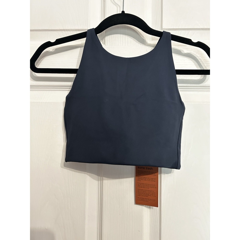 NWT Girlfriend Collective Topanga Halter Sports Bra Small Navy Blue Yoga Gym